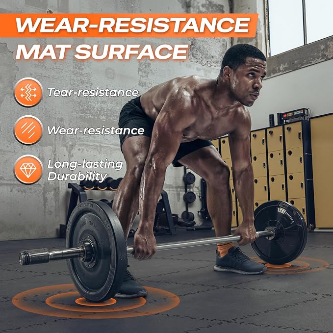 SUPERJARE 0.56'' Thick 48 Pcs 192 Sq Ft Rubber Top Exercise Equipment Mats - Image 6