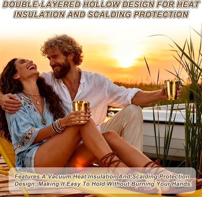 uxcell 2 Pcs Stainless Steel Cups, 9oz/260ml Metal Cups Diamond Textured - Image 4