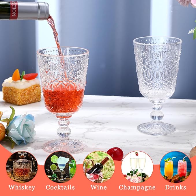 Eaasty Wine Glasses Set of 12 Vintage Goblet 9 oz Vintage Colored Glass Goblet - Image 5
