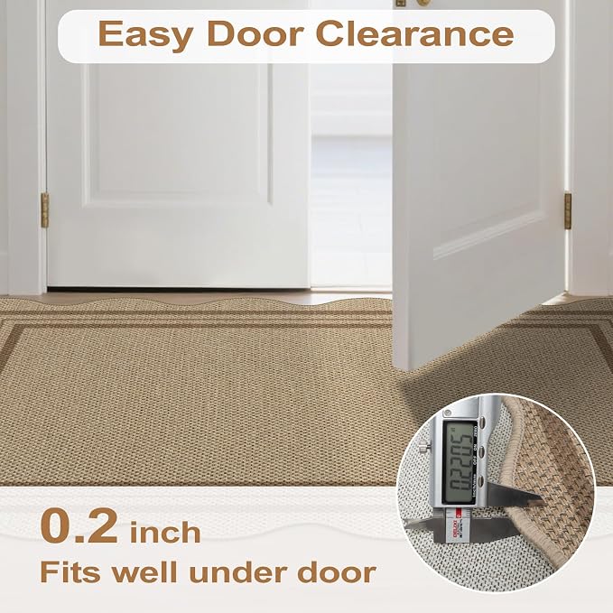 Scalloped Easy Jute 2.6x8 Kitchen Runner Rug, Washable Rugs - Image 6