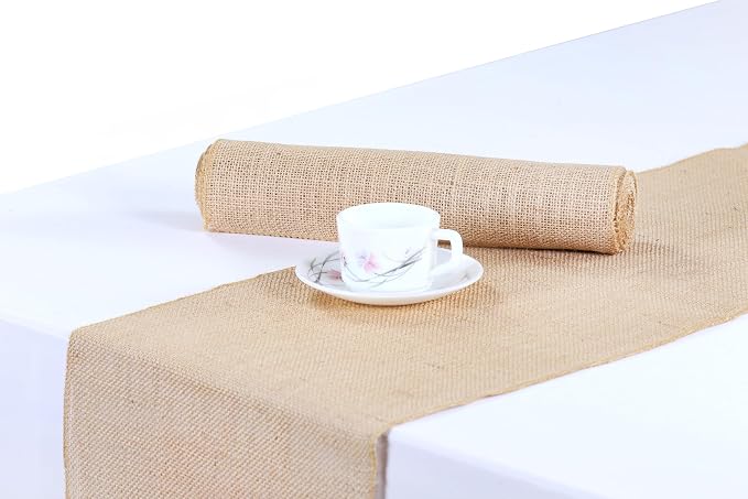 MDS® Pack of 20 Natural Burlap Table Runner, 12 x 108 Inch, Jute Vintage Rustic - Image 4