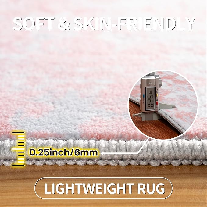 Pink Rug Carpet 8x10 Area Rugs for Bedroom Girls: Washable Modern Rug for - Image 6