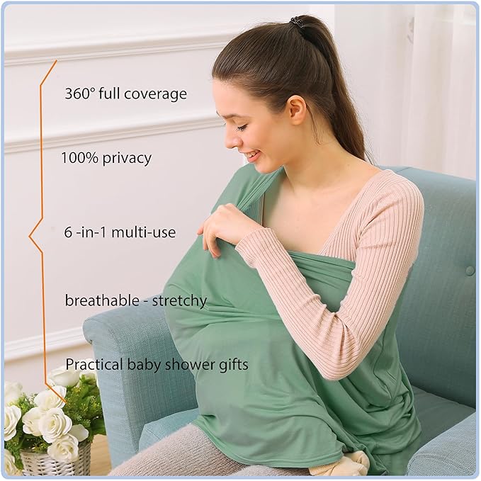 Car Seat Covers Baby - Multi-use Cover Carseat Canopy, Breathable Breastfeeding Cover, Car Seat Covers for Bbies, Boys & Girls Shower Gifts (Light Green)