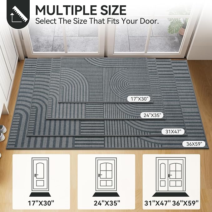Front Door Mat 24''x35'', Absorbent Dirt Resist Washable Non Slip Low-Profile - Image 2