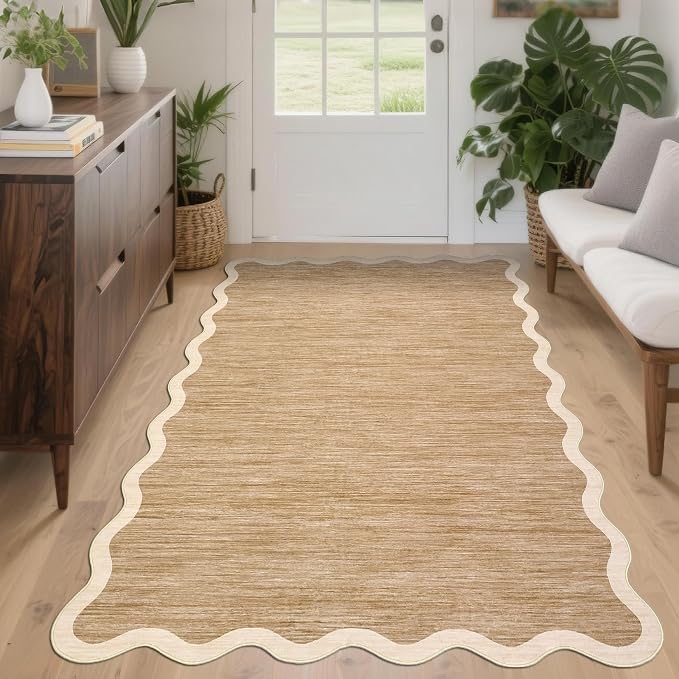 GarveeHome Scalloped Washable Area Rug 4x6 Small Entryway Rug Non Slip Modern - Image 9