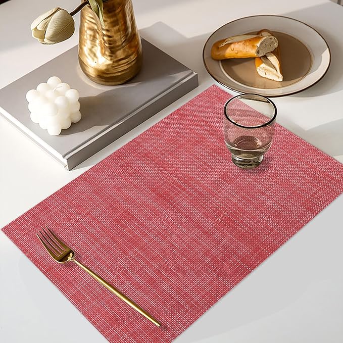 Vinyl Placemats Set of 4, PVC Woven Washable Non-Slip Table Mats, Heat - Image 5