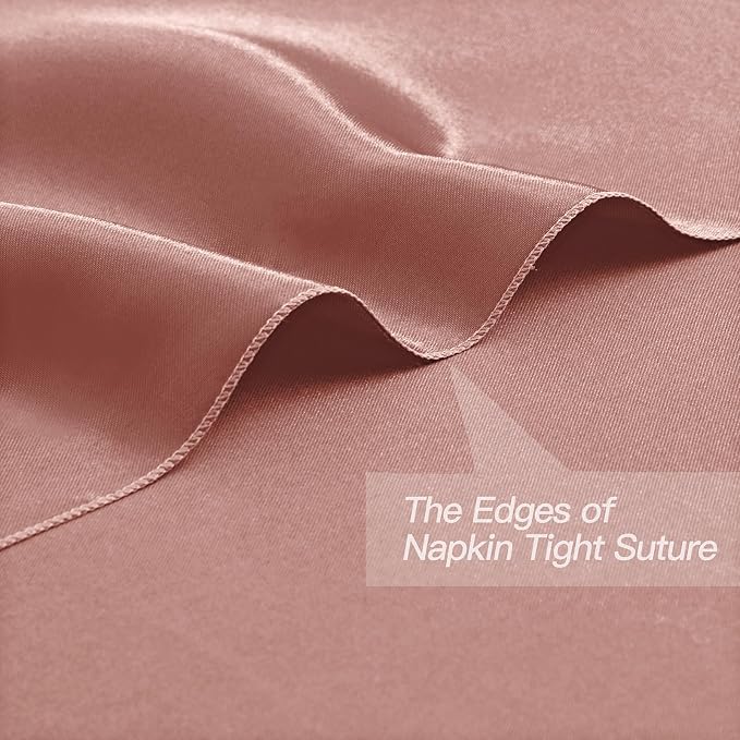 P Pothuiny 12 Pcs Rose Gold Satin Napkins 17 x 17 Inch, Satin Cloth Napkins | - Image 3