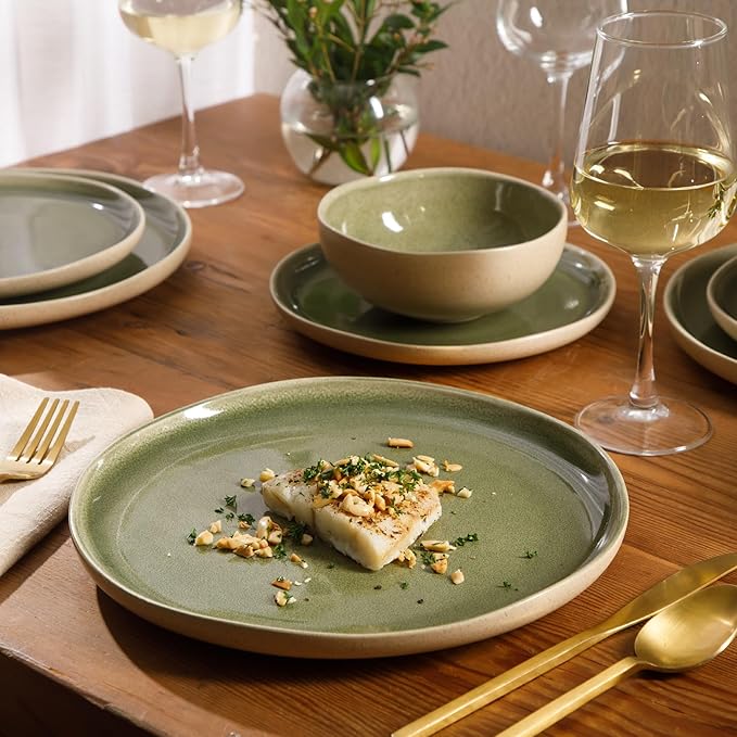 Gibson Elite Manila Bay 12-Piece Stoneware Dinnerware Set, Service - Image 2