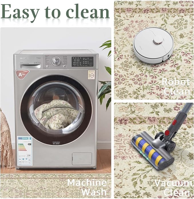 jinchan Zenith Floral 2x3 Rug for Entryway Kitchen Rug Washable Non-Slip - Image 8