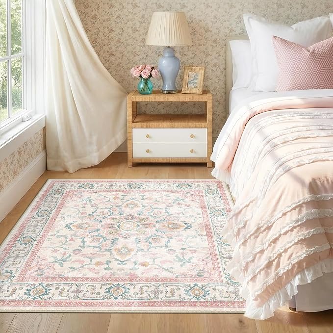 CAPALOCA Machine Washable Rugs Nursery Rug Sq4ft Cute Girl Non Slip Low Pile - Image 9