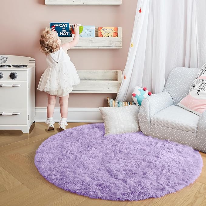 Amdrebio Light Purple Large Round Rugs 8Ft - Image 5