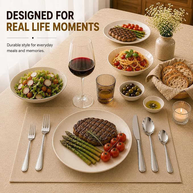 60 Pcs Silverware Set for 12, Stainless Steel Flatware Utensil Cutlery Set | - Image 7