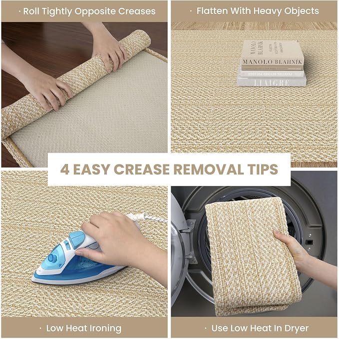 IOHOUZE Washable Area Rug 4x6 Non Slip Rubber Backed Woven Rugs - Image 4