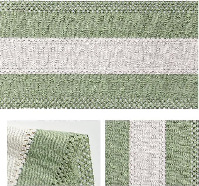 Artoid Mode Light Green Farmhouse Woven Table Runner 12x72 Inch | Seasonal - Image 6