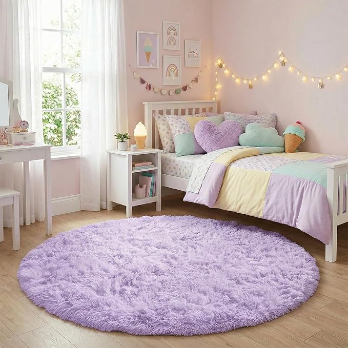 Amdrebio Light Purple Small Round Rugs 3Ft - Image 4