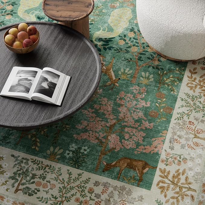 Machine Washable Rugs for Living Room: 9x12 Bedroom Rug Vintage Area Rug Stain - Image 3