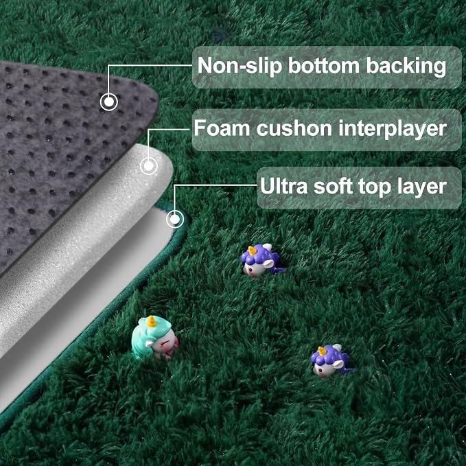 qulint 4x6 Area Rug for Bedroom, Fluffy Soft Shag Green Rugs for Living Room - Image 6