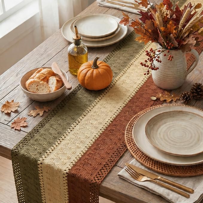 Artoid Mode Caramel Brown Coffee Farmhouse Rustic Table Runner 12x120 Inch | - Image 3