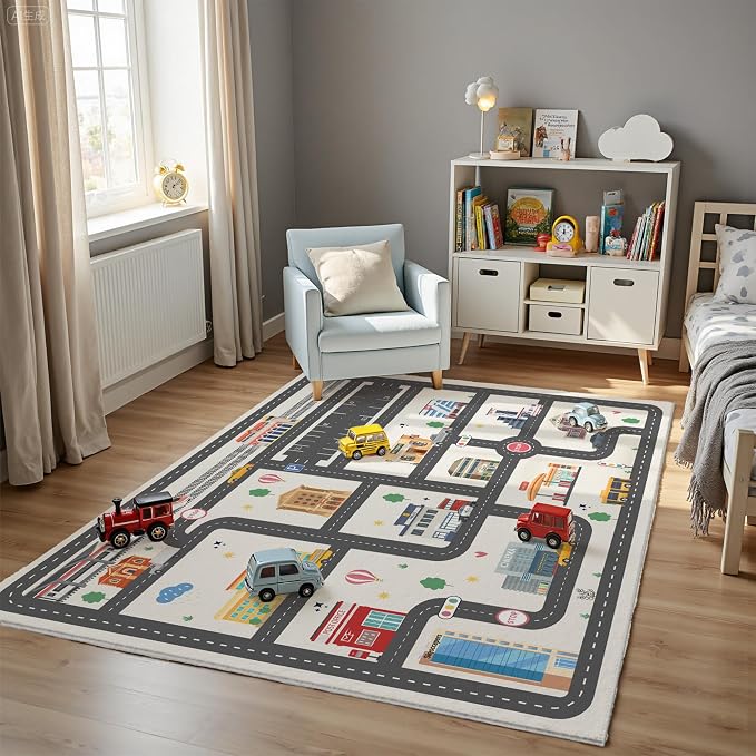 3x5ft Kids City Road Car Play Rug - Image 3