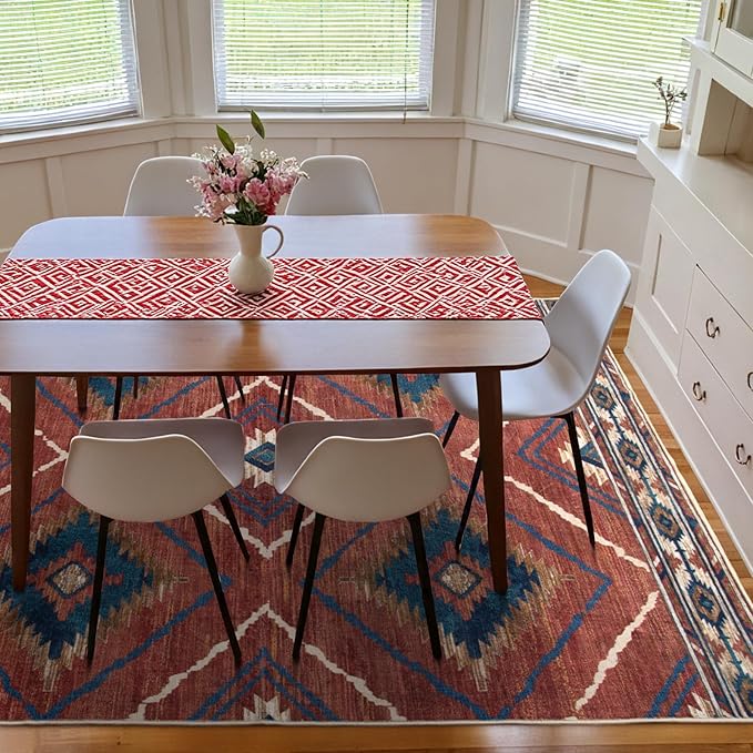 BESTSWEETIE Area Rug 8x8 Rug Machine Washable Non-Slip Low Pile Print Pattern - Image 6