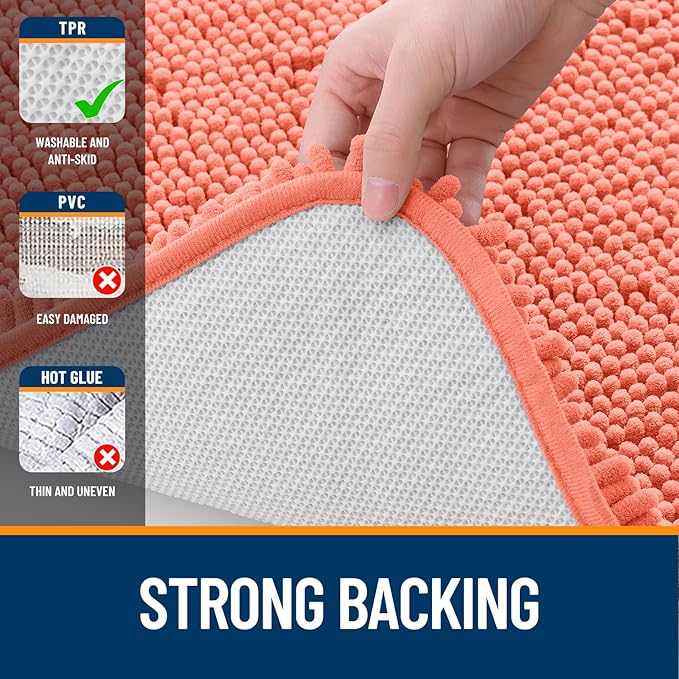 OLANLY Bathroom Rugs 30x18, Extra Soft Absorbent Chenille Bath Rugs, Rubber - Image 6