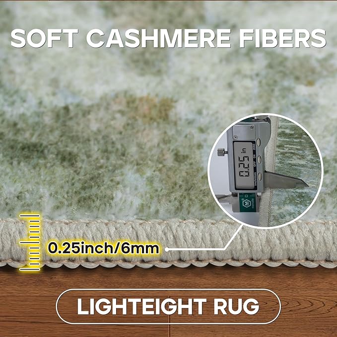 10x14 Area Rugs Large Living Room Rug Washable: Modern Abstract Rug Indoor Modern Carpet Non Slip for Dining Room Bedroom Nursery Home Office Green