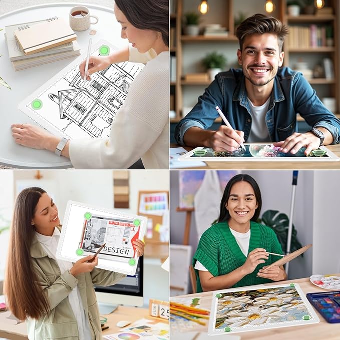 KOBAIBAN A3 Magnetic Light Box for Tracing, Rechargeable Diamond Art Light Board with Side Physical Buttons, 3 Color Light Modes Super Bright Light Pad for Diamond Painting, Weeding Vinyl (White)