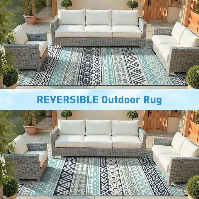 MontVoo Outdoor Rug Carpet Waterproof-Patio Rug Mat 10x14 Reversible RV Outdoor - Image 7