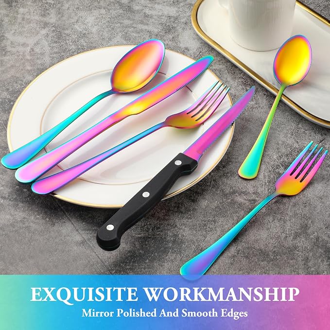 36 Pcs Rainbow Silverware Set - Image 4