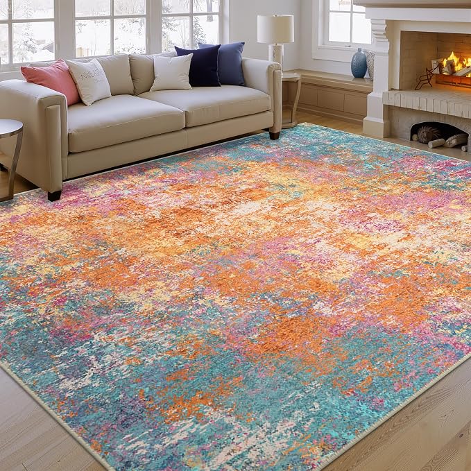 RELEANY Washable Area Rugs 9'x12' Non-Slip Modern Abstract Soft - Image 9