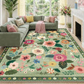 RELEANY Floral 8x10 Area Rugs Washable Print Boho Cute Carpet Non Slip Flower by RELEANY