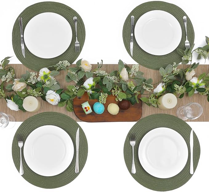 SHACOS Round Placemats Set of 12 Washable 15 inch Round Table Mats Cotton - Image 3