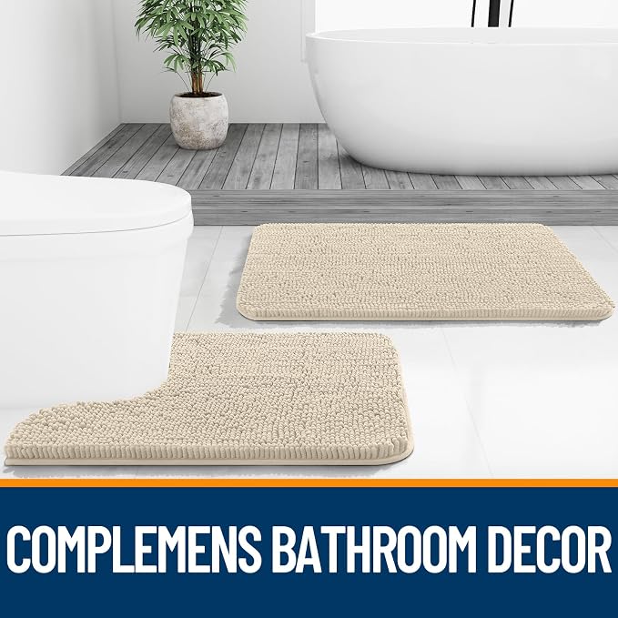 OLANLY Bathroom Rugs 30x20, Extra Soft Absorbent Chenille Bath Rugs, Rubber - Image 7