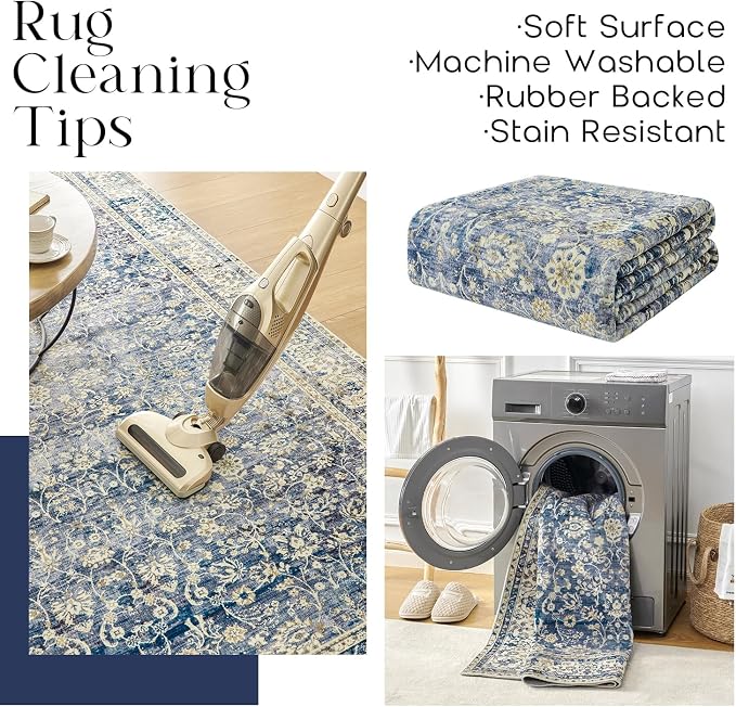3x5 Front Door Rug Indoor Entrance Blue Bathroom Rugs Non Slip Washable Soft - Image 4