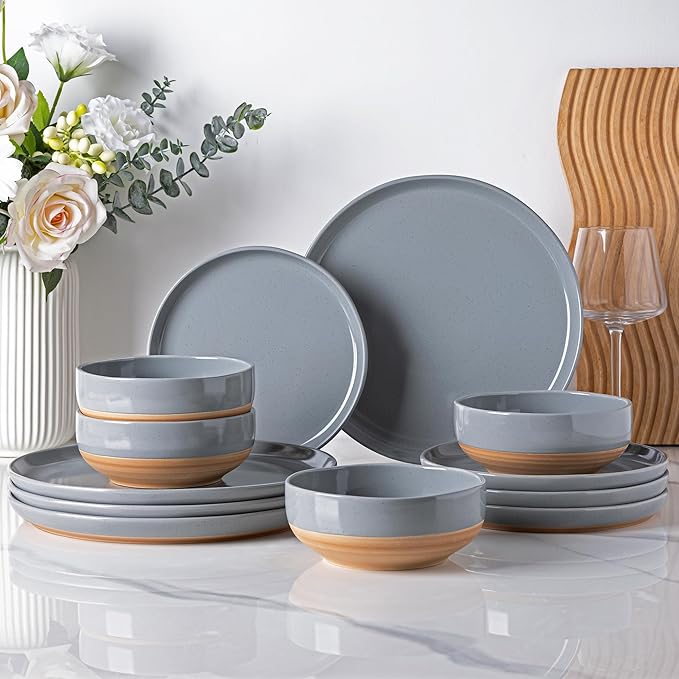 AmorArc Dinnerware Sets for 8, 24 Pieces Ceramic Plates and Bowls Set | Scratch - Image 8