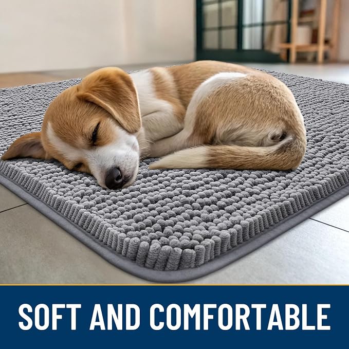 Smiry Dog Door Mat for Muddy Paws 48x30, Absorbent Dirt Trapper, Non-Slip - Image 2