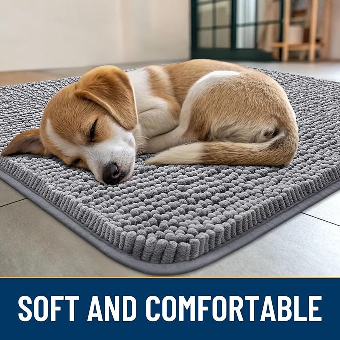 Smiry Dog Door Mat for Muddy Paws 47x24, Absorbent Dirt Trapper, Non-Slip - Image 2