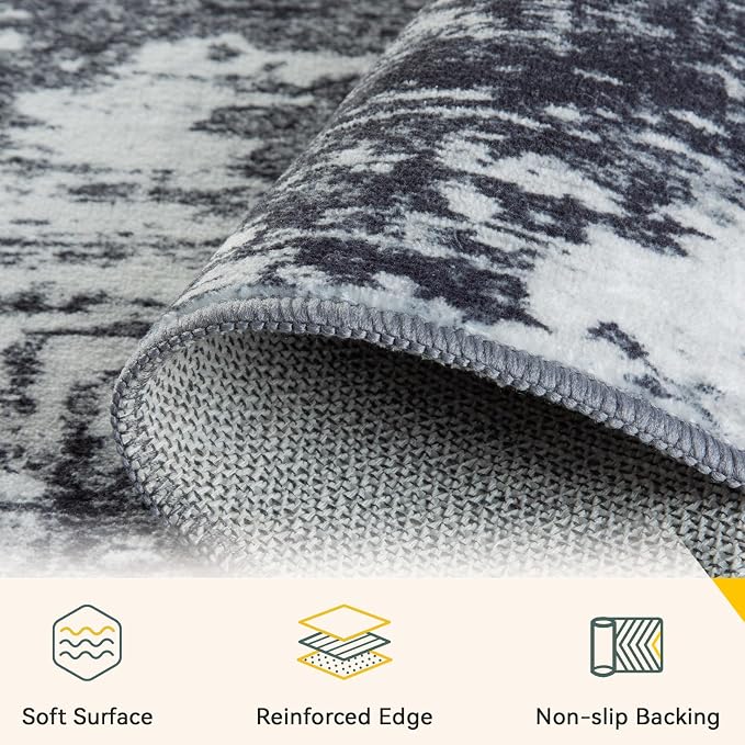 RELEANY Washable Area Rugs 8'x10' Non-Slip Modern Abstract Soft - Image 3