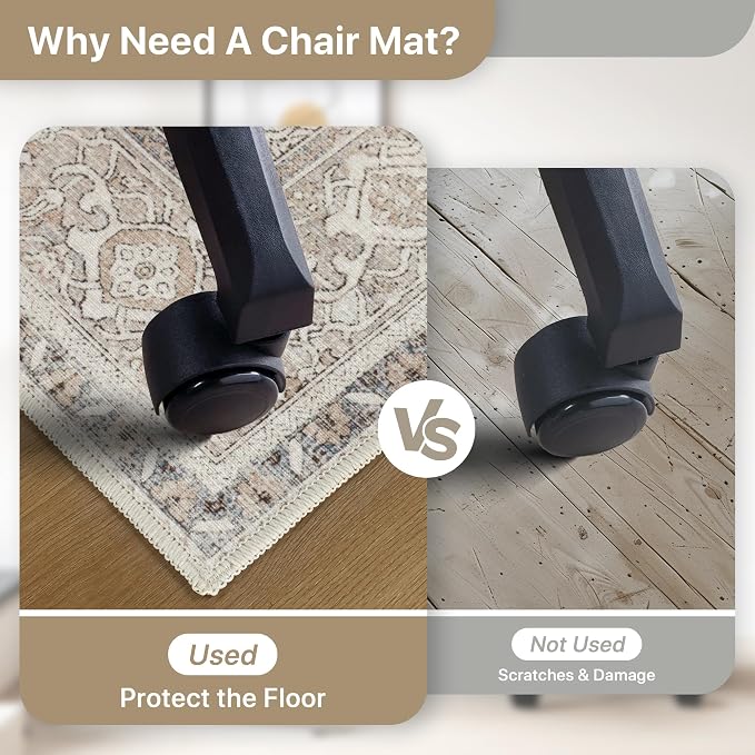 48"x60" Office Chair Mat for Hardwood Tile Floor, Under Desk Carpet Protector - Image 4