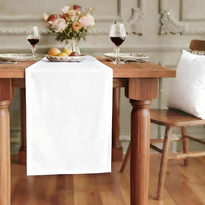 FOLINS&HOME White Waterproof Decorative Table Runner 48 Inches Long | 210GSM by FOLINSHOME