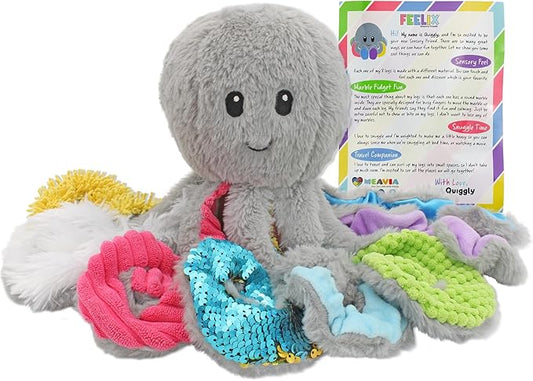 Sensory Octopus Plush Toy, Fidget Plush for Special Needs and Sensory Fun, FEELix Collection