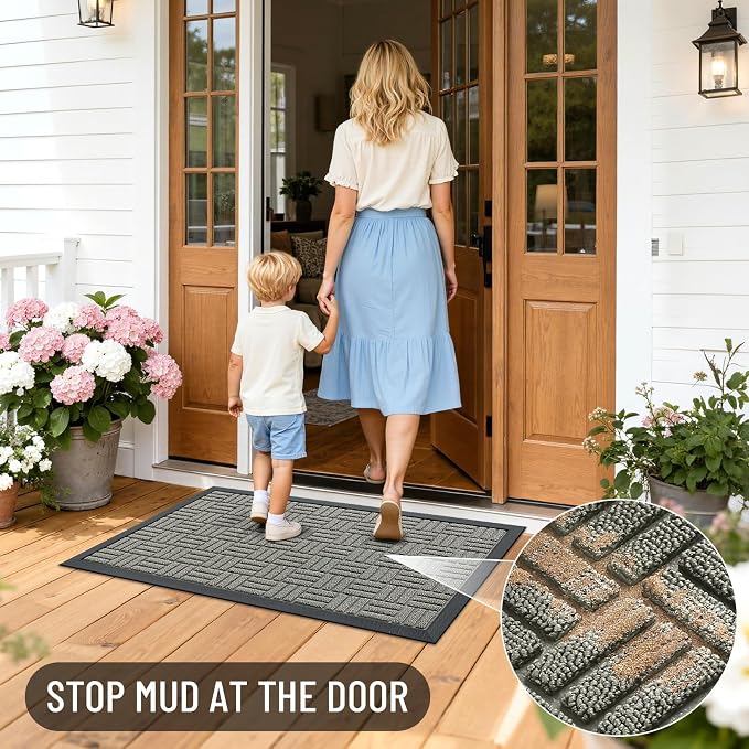 OLANLY Front Door Mat Outside Entrance 59x34, Heavy Duty Sturdy Natural Rubber - Image 7