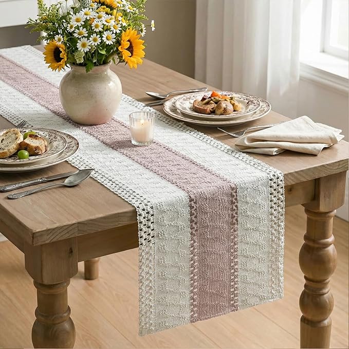 Artoid Mode Pink Farmhouse Rustic Table Runner 12x48 Inch | Seasonal Holiday - Image 4