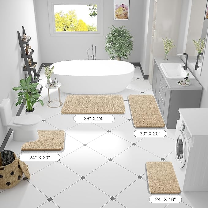 OLANLY Bathroom Rugs 36x24, Extra Soft Absorbent Chenille Bath Rugs, Rubber - Image 2
