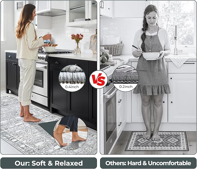 GRANNY SAYS Boho Kitchen Rug Sets of 2, Non Slip Washable Faux Wool Kitchen Mats - Image 5