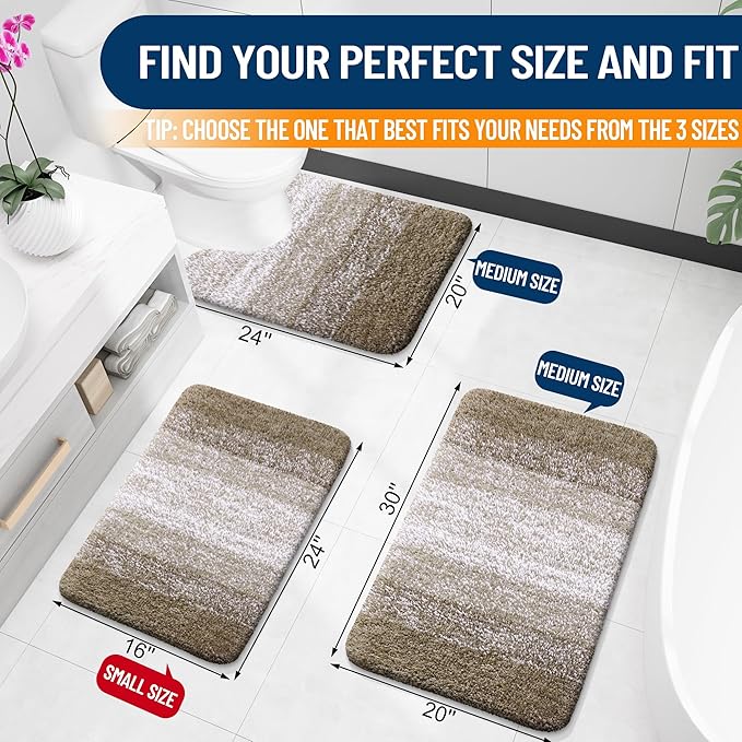 OLANLY Small Bathroom Rugs Mat 24x16, Extra Soft Absorbent Microfiber Bath Rugs - Image 2