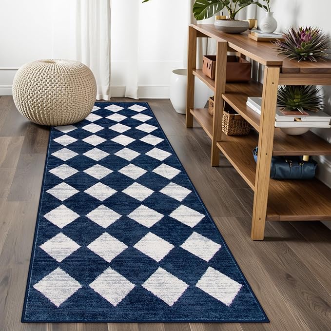Lahome Zelie Checkered Washable Runner Rug, 2x6 Rug Runners by Lahome