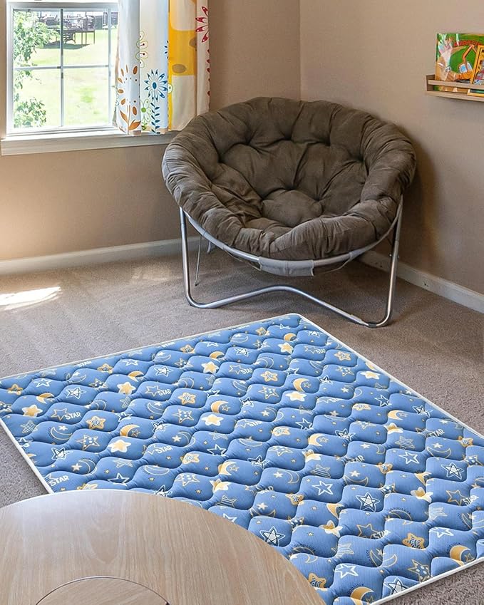 Odorless Premium Foam Baby Play Mat 59" x 59", Soft Microfiber Fabric Crawling Mat for Floor- Comfortable and Hypoallergenic, Non-Slip Cushioned Floor Playpen mat for Infants,Babies,Toddlers