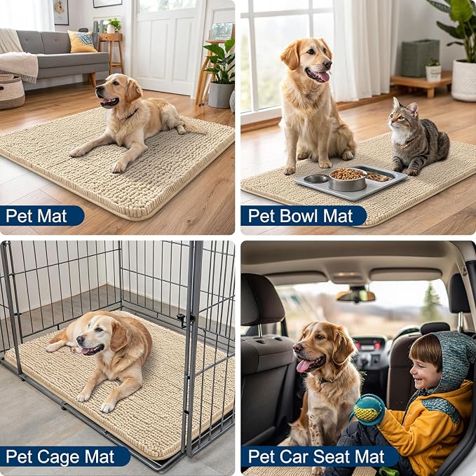 Smiry Dog Door Mat for Muddy Paws 44x32, Absorbent Dirt Trapper, Non-Slip - Image 6