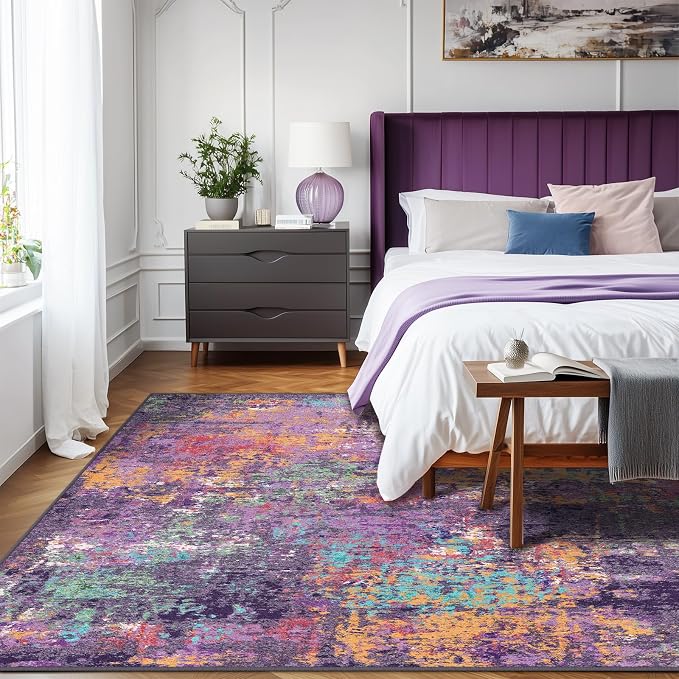 RELEANY Washable Area Rugs 8'x10' Non-Slip Modern Abstract Soft - Image 3